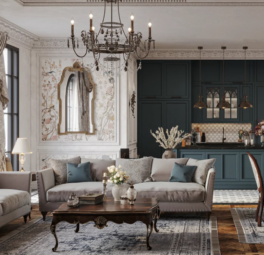 Vintage styled photo house living room